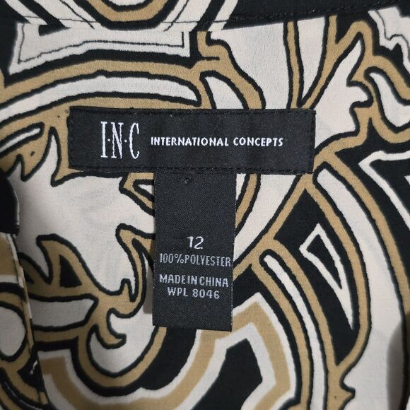 INC International Concepts - Blouse Patterned - Black White Yellow - Size 12 - Picture 6 of 6